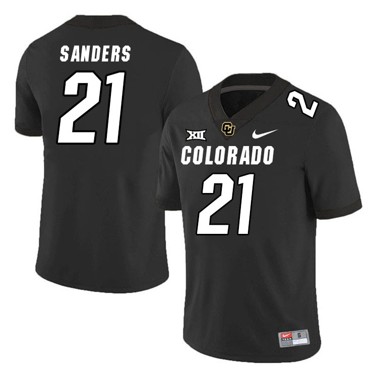Colorado Buffaloes #21 Shilo Sanders Big 12 Conference College Football Jerseys Stitched Sale-Black